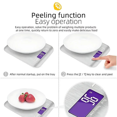 5kg/1g Digital Kitchen Scale LED Stainless Steel High-precision Electronic Scales Home Jewelry Food Weighing Baking Tools by Smarsty