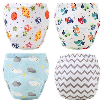 4PCS Baby Waterproof Diapers Pee Shorts Underwears Reusable Soft Ecological Cotton Toddler Potty Training Pants For Boys Girls by Smarsty