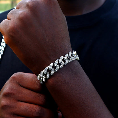 14MM Iced Prong Link Cuban Chain Bracelet for Men and Women - Smarsty
