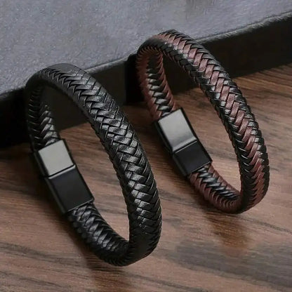 Retro Mens Leather Open Bangle Adjustable Sports Bracelet - Smarsty