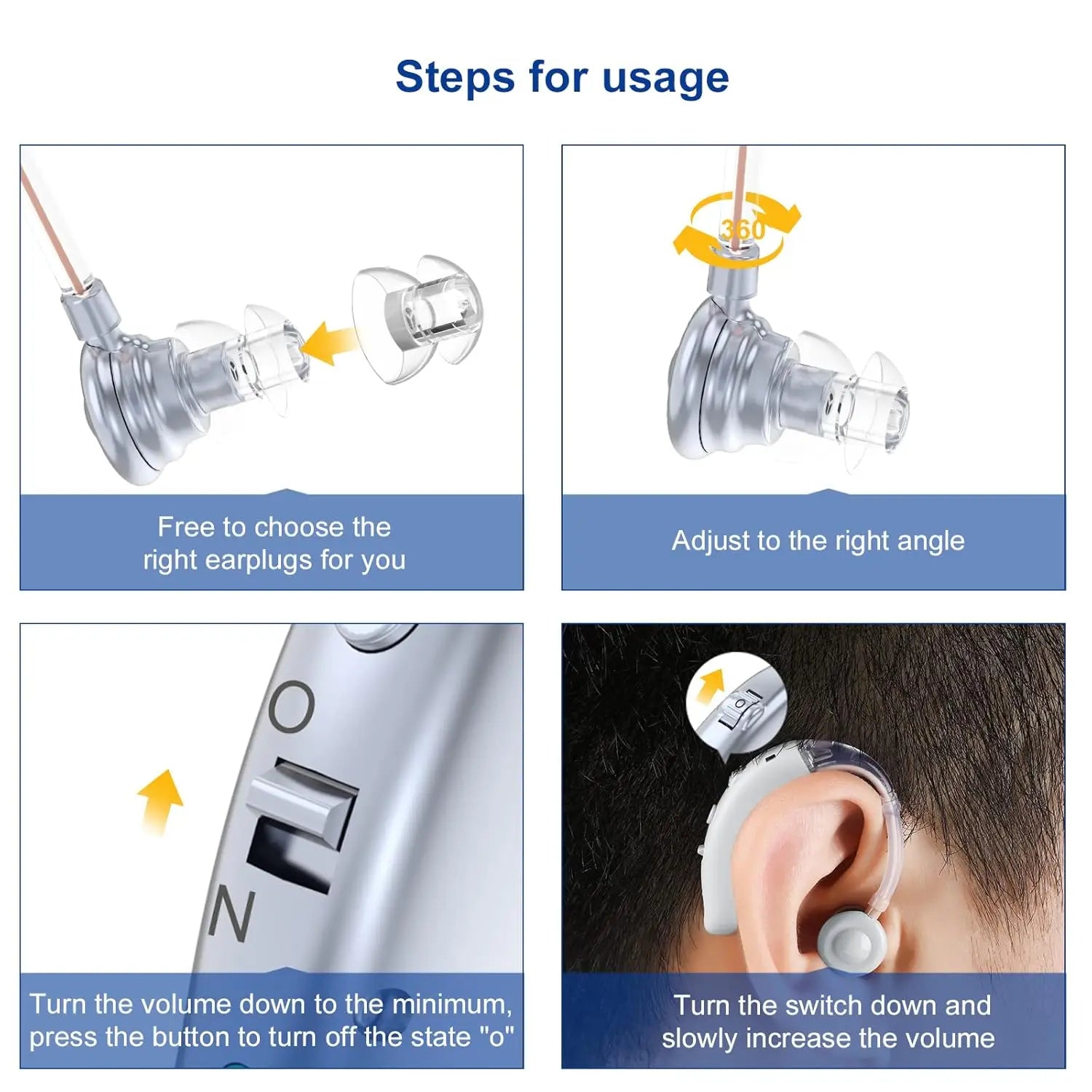 Rechargeable BTE Hearing Aid with Adjustable Tone - Smarsty
