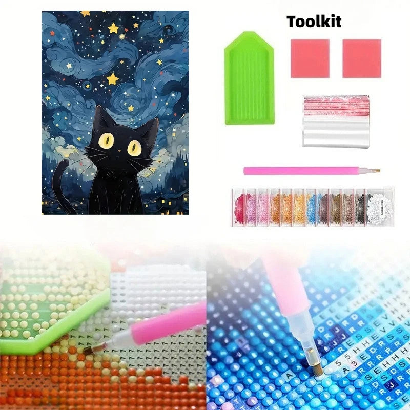 5D DIY Diamond Painting Kit Star Cat Landscape Art - Smarsty