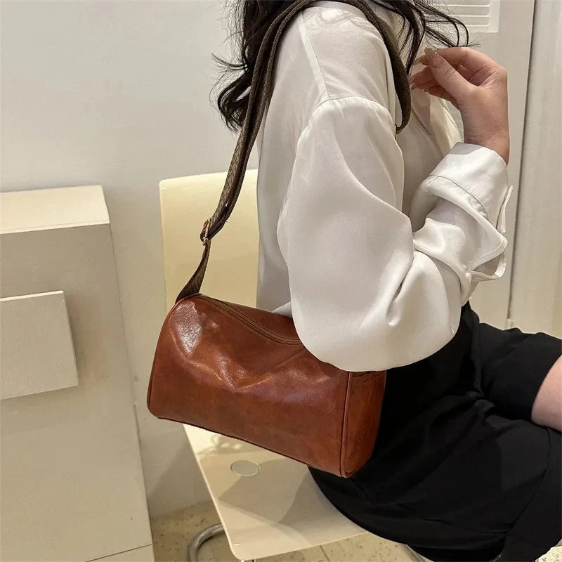 Vintage PU Leather Crossbody Bag For Women Compact Purse - Smarsty