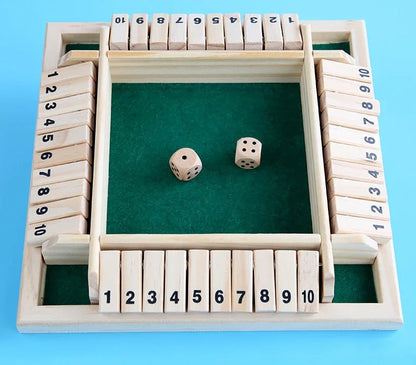 Wooden Dice Board Game Shut The Box for 4 Players Flaps & Dices Game Parent-children Interaction Family Entertainment by Smarsty