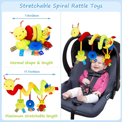 Car Seat Toys Infant Baby Spiral Activity Hanging Rattle Toys Plush Hanging Stroller Sensory Toys For Newborn Gift by Smarsty