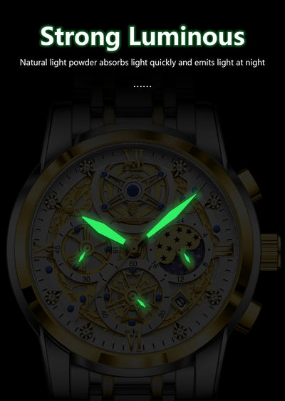 Luxury Waterproof Men's Chronograph Watch with Luminous Date - Smarsty