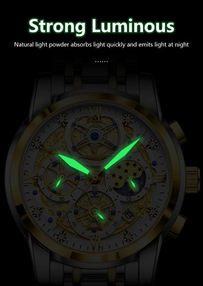 Luxury Waterproof Men's Chronograph Watch with Luminous Date - Smarsty