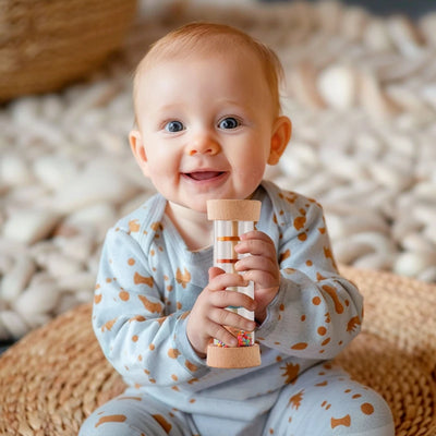 Montessori Baby Rain Stick Rainbow Hourglass Rain Music Rattle Baby Educational Toy Colorful Montessori Sensory Toys for Kids - Smarsty