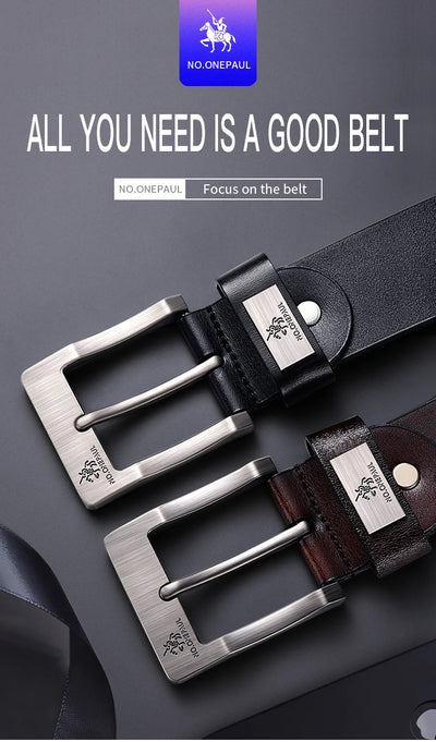 Men's Leather Belt Classic Vintage Pin Buckle High Quality - Smarsty