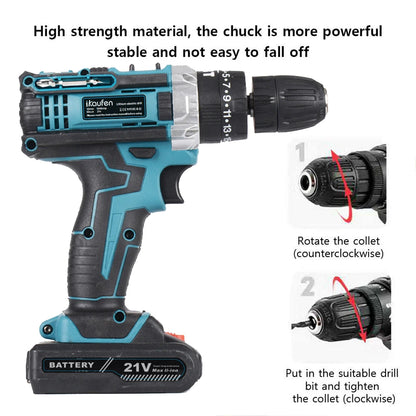 Multifunctional 21V rechargeable impact drill lithium battery cross-border flashlight gun drill electric screwdriver electric dr