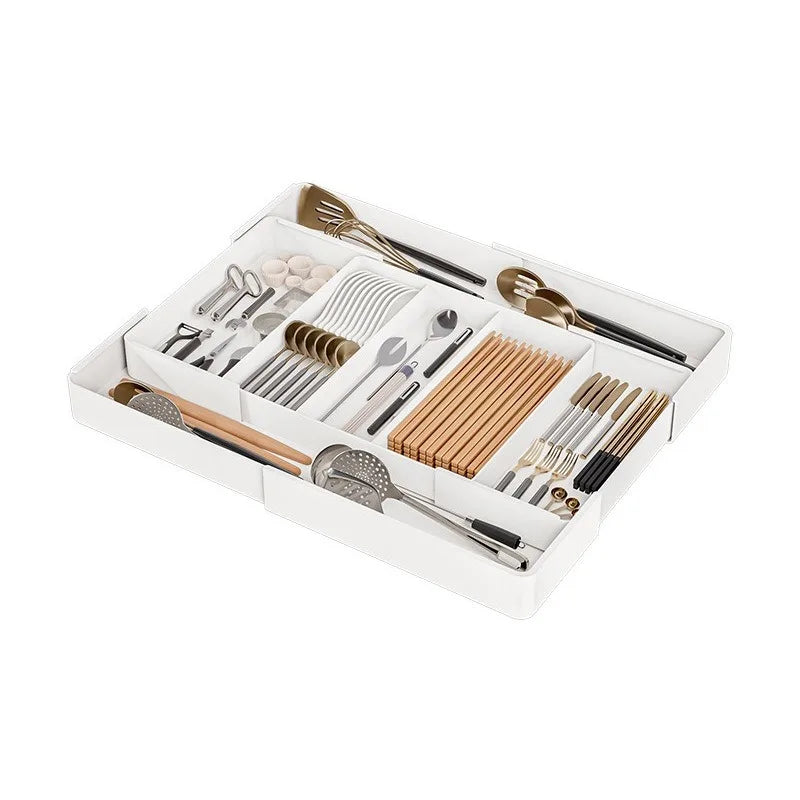 Kitchen Drawer Retractable Storage Box Kitchen Storage Tray Detachable Tray Household Partitioning Organization Box