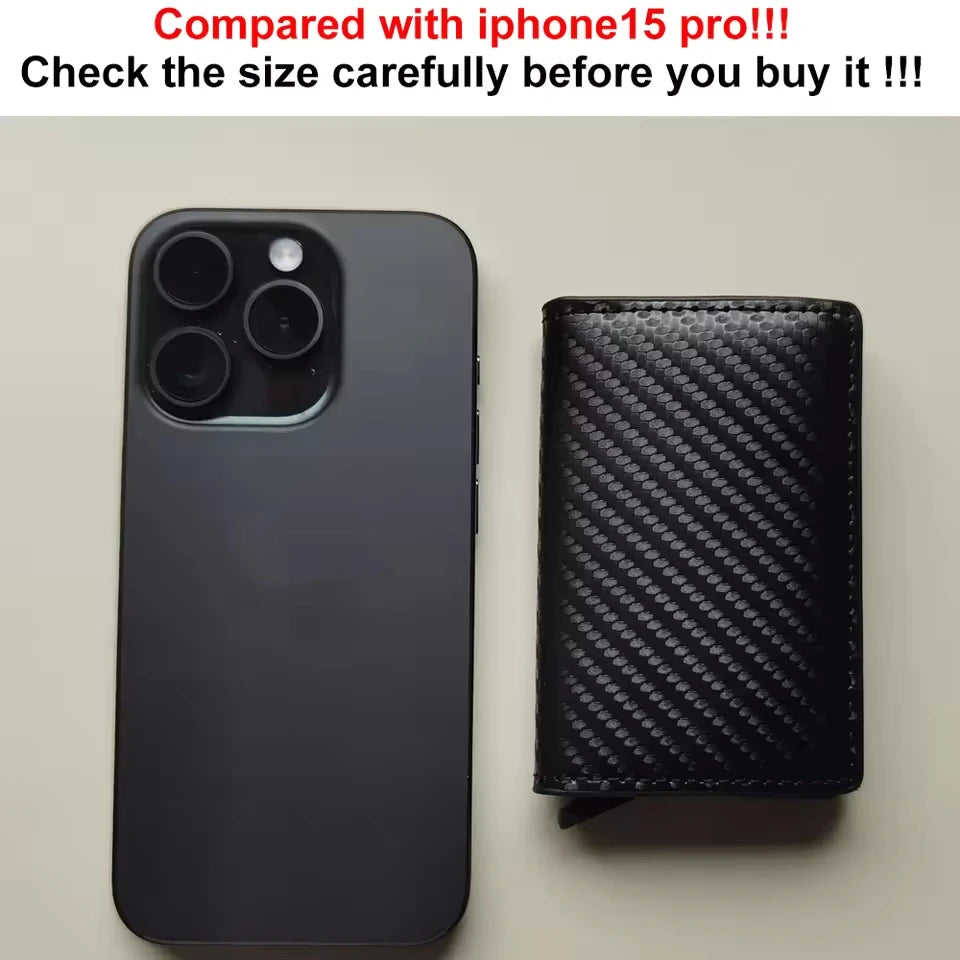 Carbon Fiber Credit Card Holder Wallet Men Rfid Smart Meral Thin Slim Pop Up Minimalist Wallet Small Black Purse Metal Wallet