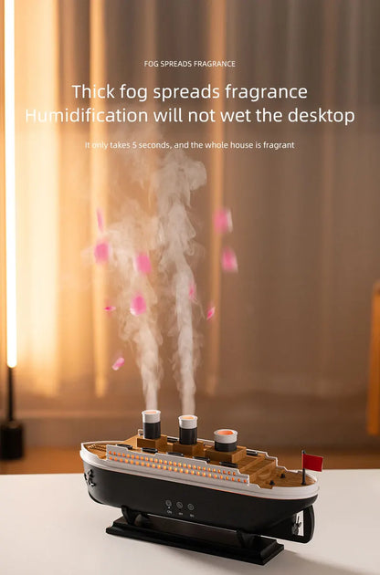 Ship Train Shape Ultrasonic Humidifier With Colorful Lights - Smarsty