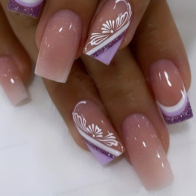 24PCS Pink Gradation Press On Nails for Summer Style - Smarsty