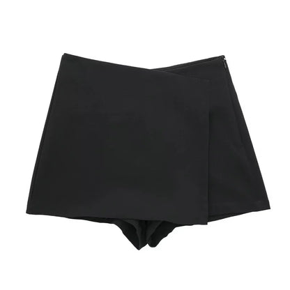MUJER 2025 Asymmetric Skort For Women Black High Waist Mini Skirt Shorts Women Casual Bermuda Shorts Woman Summer Skirt Shorts - Smarsty
