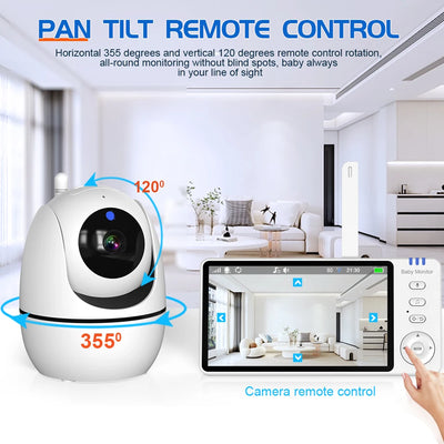 5.0 Inch Video Baby Monitor With Pan Tilt Camera Wireless Two Way Audio Night Vision Security Babysitter VOX Wake Up USB Charge by Smarsty