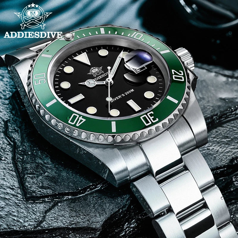 Addiesdive Waterproof Stainless Steel Men's Quartz Watch - Smarsty