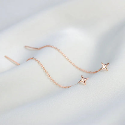 925 Sterling Silver Star Earrings with Tassel Design for Women - Smarsty