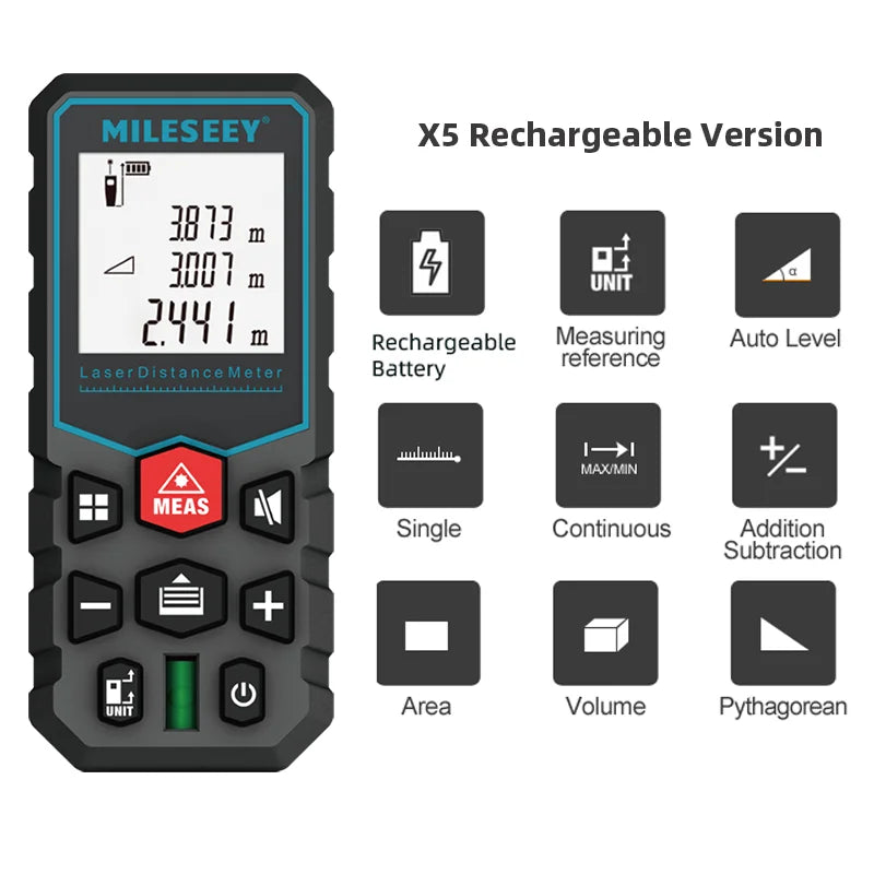 MILESEEY X5 Laser Tape Measure High Accuracy Remote Measurement - Smarsty