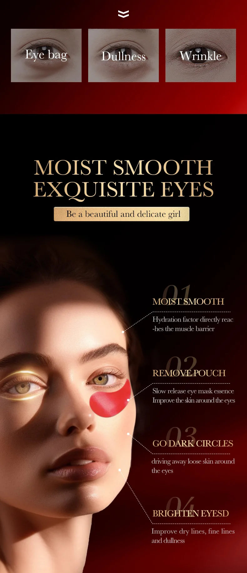 SADOER Red Pomegranate Eye Mask for Dark Circles Removal - Smarsty