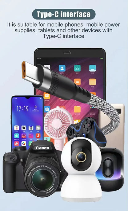 USB TYPE C Cable 5A Super Fast Charge Cable for iPhone 15 16 17 Full range Huawei Samsung oppo oneplus Universal USB C Extension - Smarsty