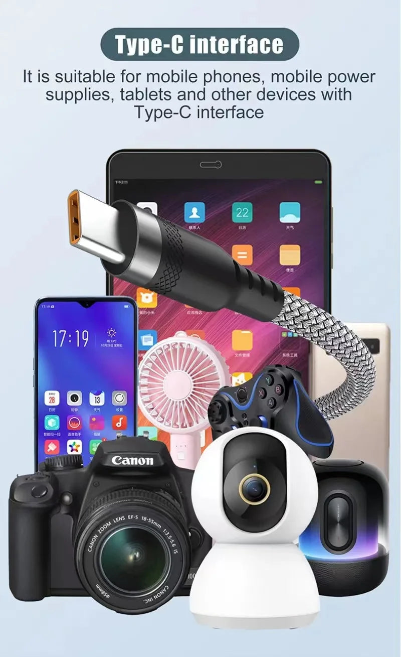 USB TYPE C Cable 5A Super Fast Charge Cable for iPhone 15 16 17 Full range Huawei Samsung oppo oneplus Universal USB C Extension - Smarsty
