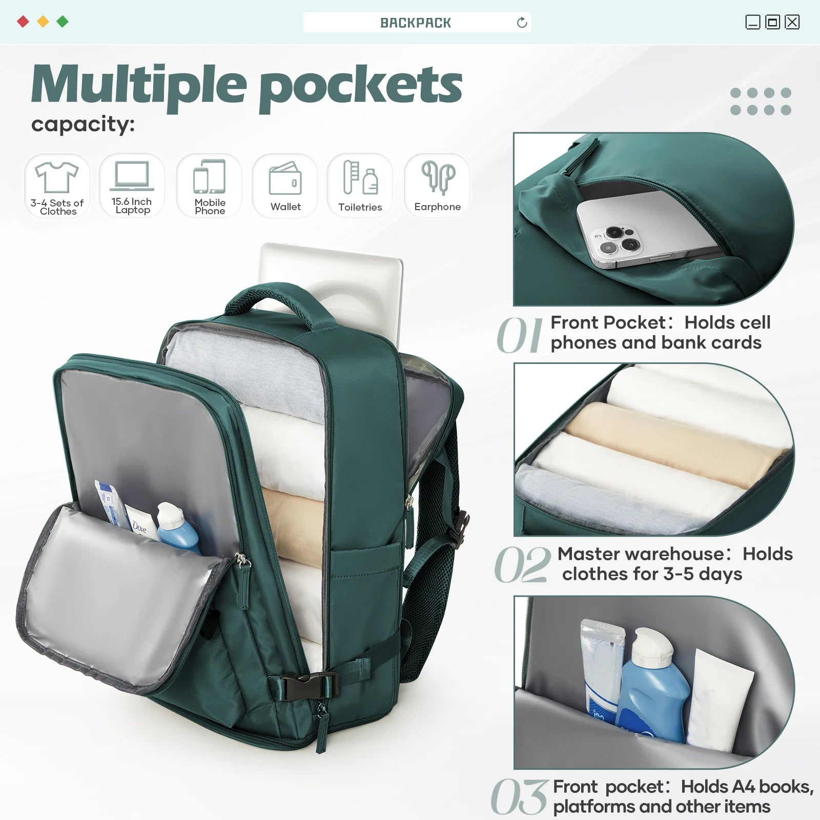 Backpack 40x30x20 Airplane, Ryanair Cabin Hand Luggage Backpack, Easyjet Laptop Backpack for Aeroplane Travel, School Backpack