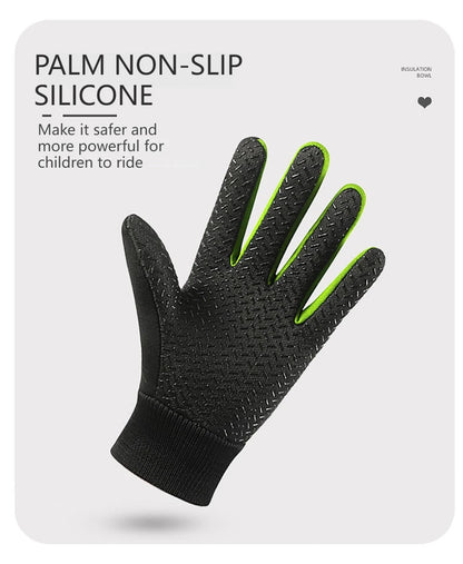 NOFOXO Winter Kids Warm Gloves Water-resistant Sports Gloves Thick Plush Lining Cold Weather Childrens Cycling Gloves Boys Girls