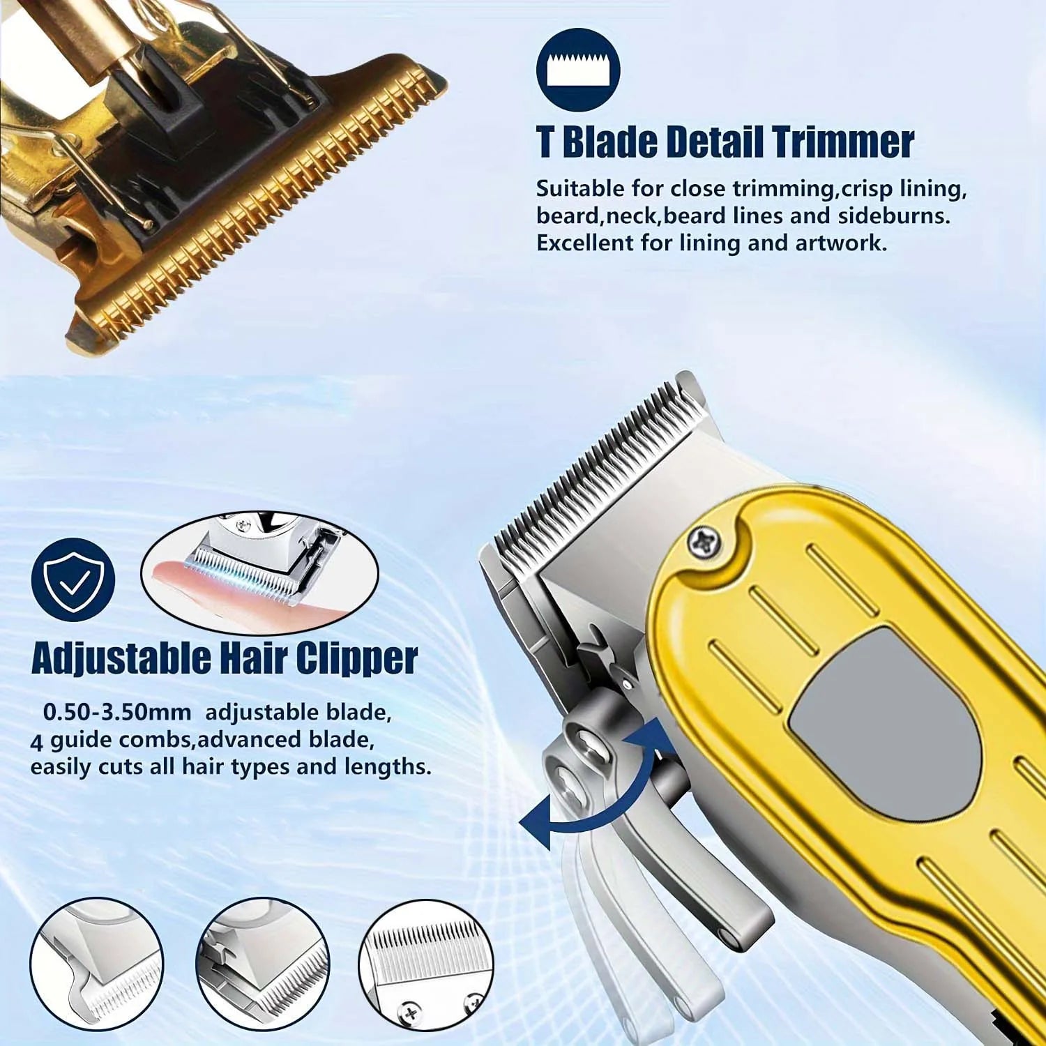 Professional Hair Clipper and Trimmer Set Men Electric Razor Shavers Beard Trimmer Rechargeable Barber Clippers Haircut Kit - Smarsty