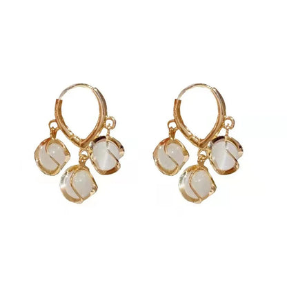 Pearl Long Earrings With Rhinestones For Wedding Fashion - Smarsty