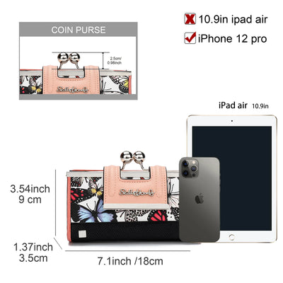 Women Wallet Leather Large Capacity Handbag Long Purse 10-card slots and clips Zero SY5025 - Smarsty
