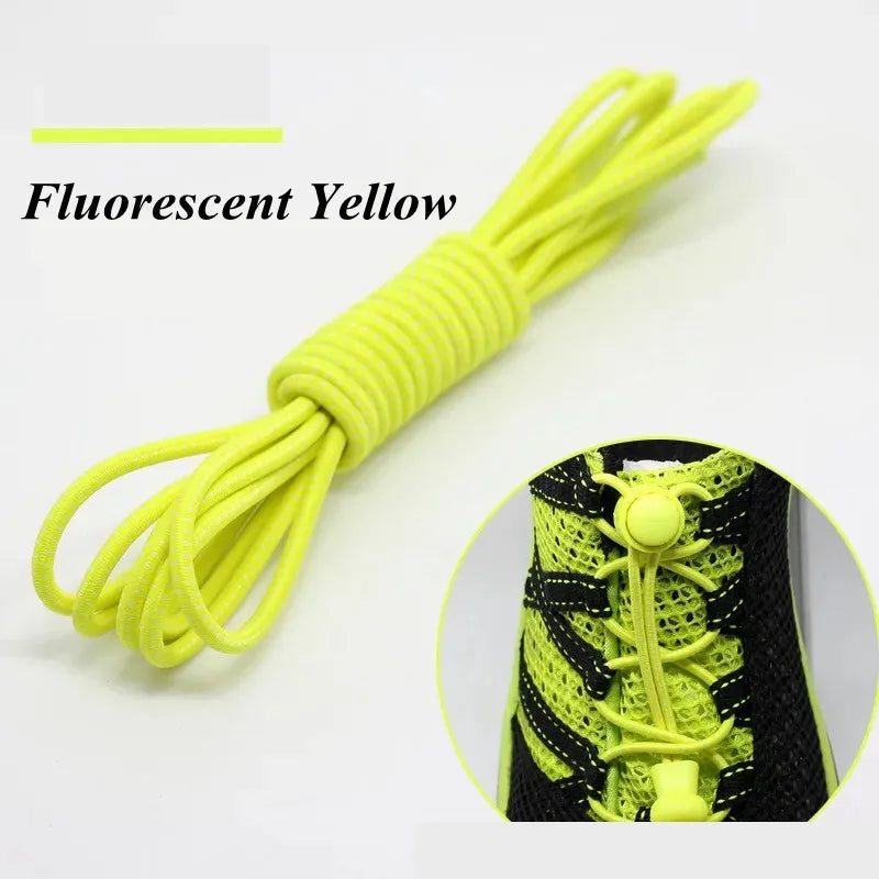 1 Pair 22 Colors Elastic Shoelaces Round Locking No Tie Shoe Laces Kids Adult Quick Lazy Laces Rubber Sneakers Shoelace T1 - Smarsty