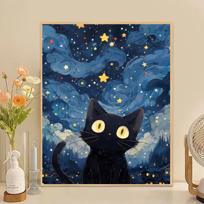 5D DIY Diamond Painting Kit Star Cat Landscape Art - Smarsty
