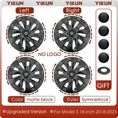 4PCS Hub Cap Performance Replacement Wheel Cap Automobile Full Rim Cover Accessories for Tesla Model 3 18 Inch Hubcap 2018-2023 - Smarsty