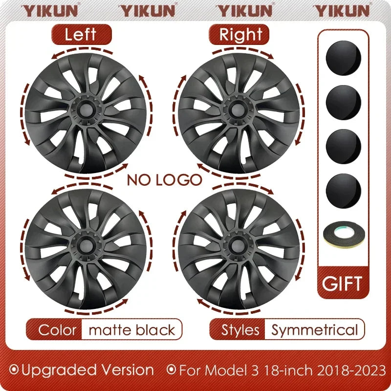 4PCS Hub Cap Performance Replacement Wheel Cap Automobile Full Rim Cover Accessories for Tesla Model 3 18 Inch Hubcap 2018-2023