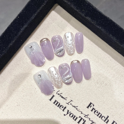 Handmade Blue Aurora Mermaid Press On Nails Set - Smarsty