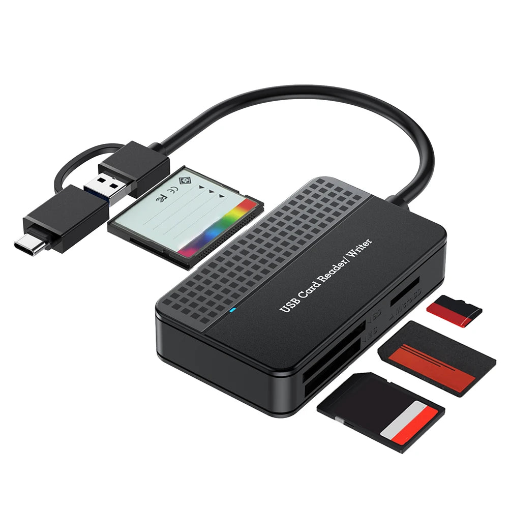 USB 3.0 Type C 4 in 1 Card Reader 5Gbps Memory Smart Card Reader SD TF CF MS Compact Flash Card Adapter 20cm Cable for Laptop PC
