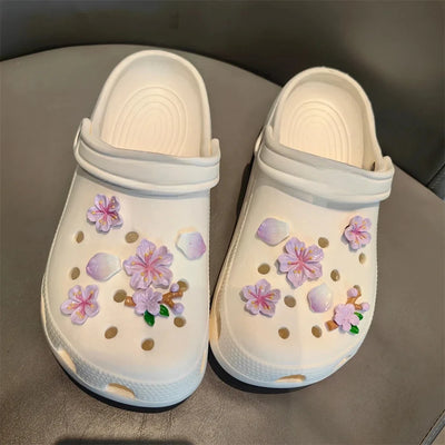 3D Cherry Flowers Set Shoe Charms Clogs Accessoriess DIY Slide Sandals Garden Shoe Decor Buckle Beach Bag Pins Girls Women Gifts - Smarsty