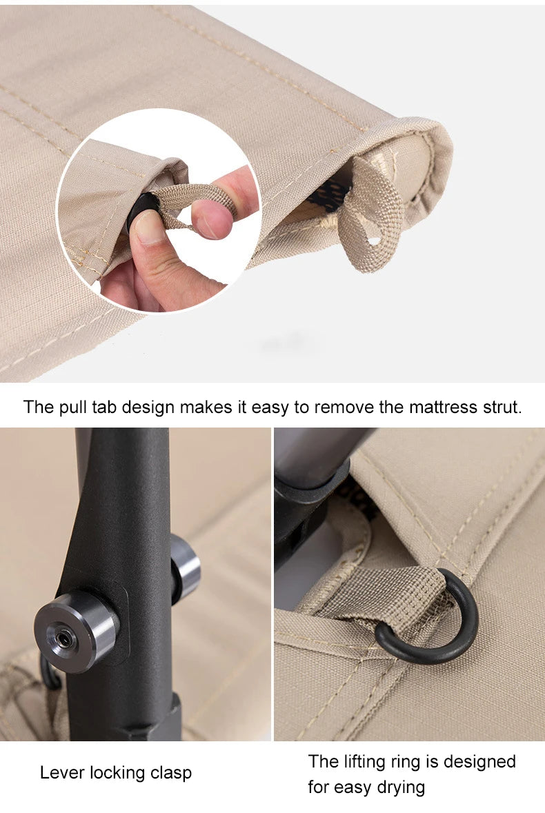 WESTTUNE Camping Cot with Leg Extenders Portable Folding Bed Ultralight Aluminum Alloy Sleeping Cot for Outdoor Hiking Travel