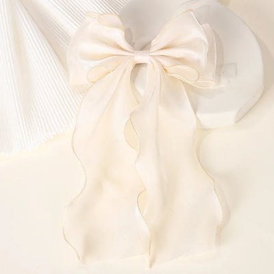 Girls Elegant Big Bow Satin Hair Clip Accessory - Smarsty