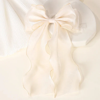 Girls Elegant Big Bow Satin Hair Clip Accessory - Smarsty