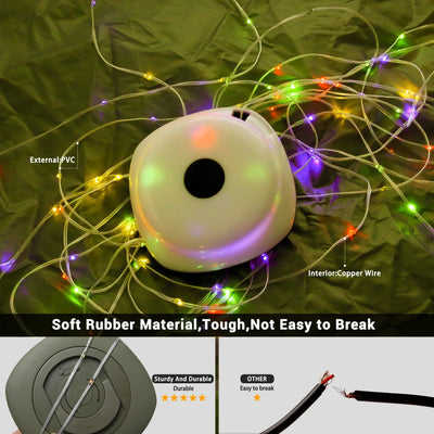 Camping String Lights,33Ft Light with Lanterns (2 in 1 Design),Camping Lights 2000mAh,IPX6 Waterproof,Rechargeable Flashlights by Smarsty