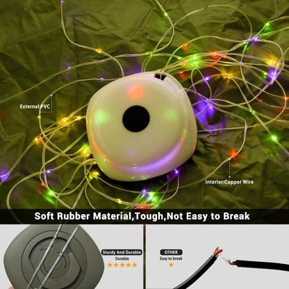 Camping String Lights,33Ft Light with Lanterns (2 in 1 Design),Camping Lights 2000mAh,IPX6 Waterproof,Rechargeable Flashlights by Smarsty