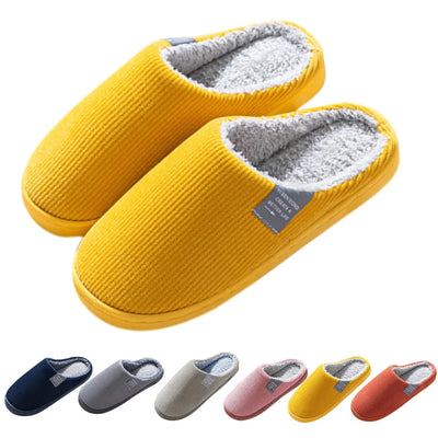 NEW Women's Men's Casual Thick Soft Bottom Home Slippers Household Plush Slippers Anti-slip Thermal Slippers Indoor Winter Flats - Smarsty