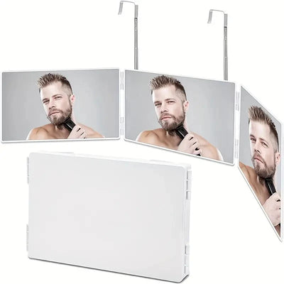 Trifold Shaving Mirror with Adjustable Hooks for Easy Use - Smarsty