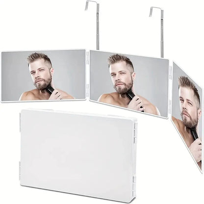 Trifold Shaving Mirror with Adjustable Hooks for Easy Use - Smarsty