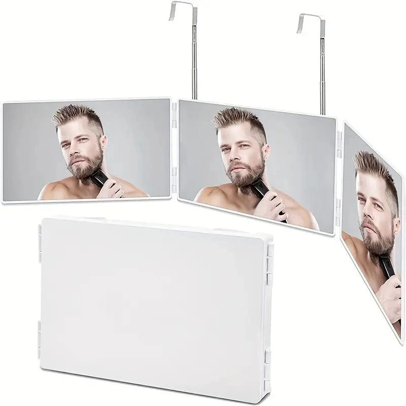 Trifold Shaving Mirror with Adjustable Hooks for Easy Use - Smarsty