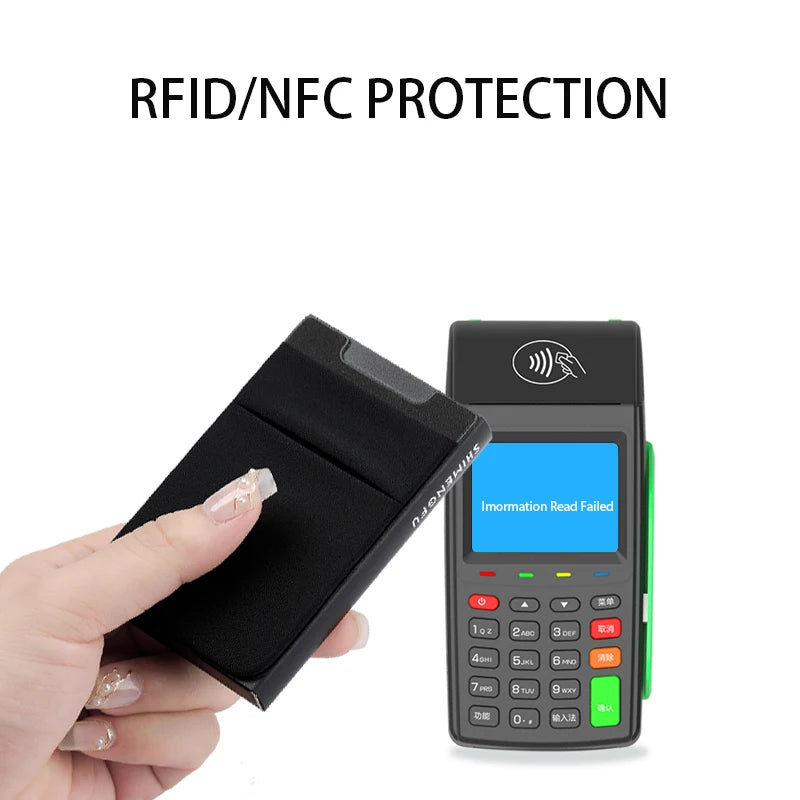 Pop-Up Card Holder RFID Protection Slim Aluminum Men Wallet Elasticity Back Pouch ID Credit Case Travel Cardholder Women Purse - Smarsty