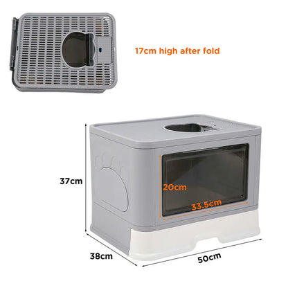Foldable Cat Litter Box with Massager Scoop - Smarsty