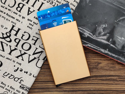 Anti RFID Smart Wallet Pouch ID Credit Card Holder Metal Thin Slim Men Aluminum Blocking Protected Wallet Small Bank Card Case - Smarsty